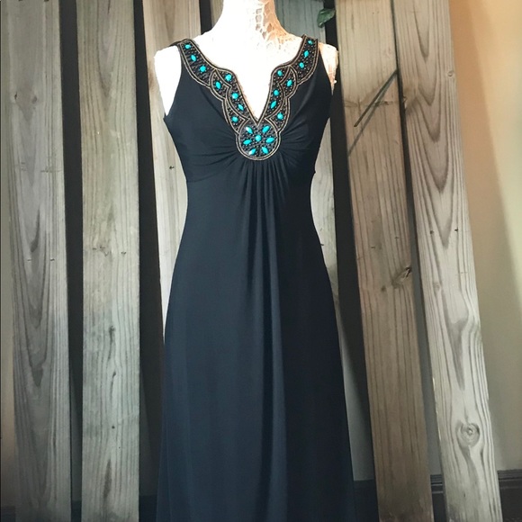black beaded maxi dress
